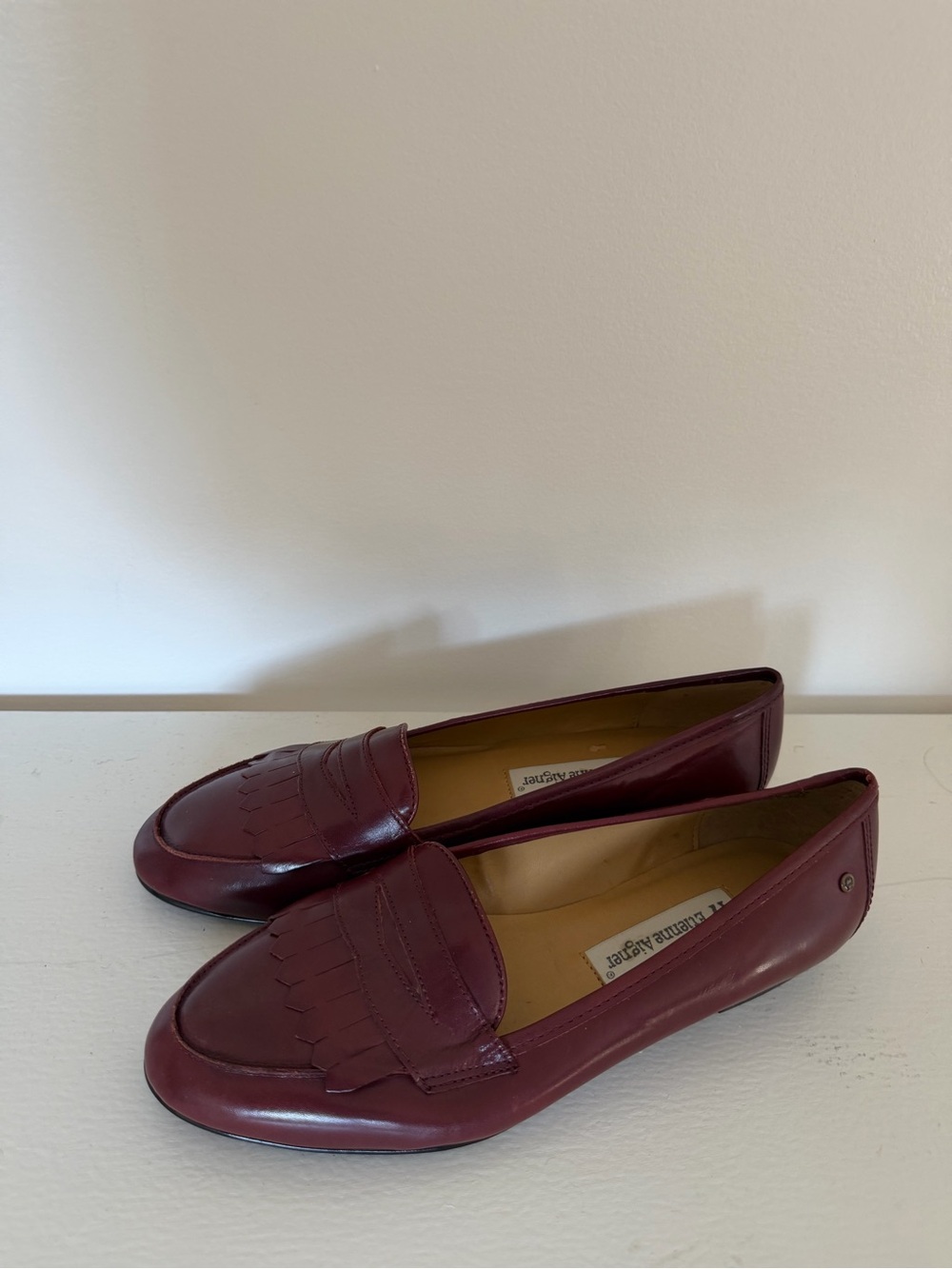 Vintage Etienne Aigner Women’s Burgundy Leather Kiltie Penny Loafers Preppy